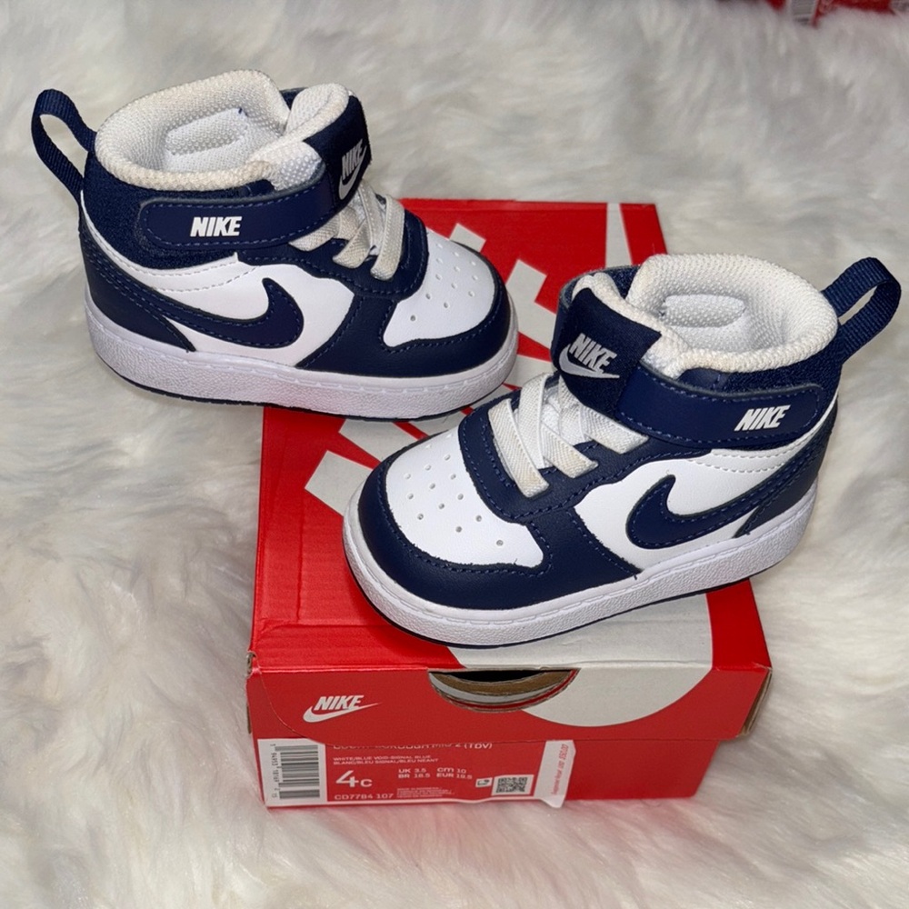 Nike Court Borough Mid 2 Toddler Shoes - Navy and White